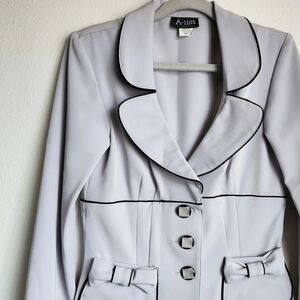 Vintage Corporate Coquette Two Piece Blazer Suit Size 7 Office Siren Statement
